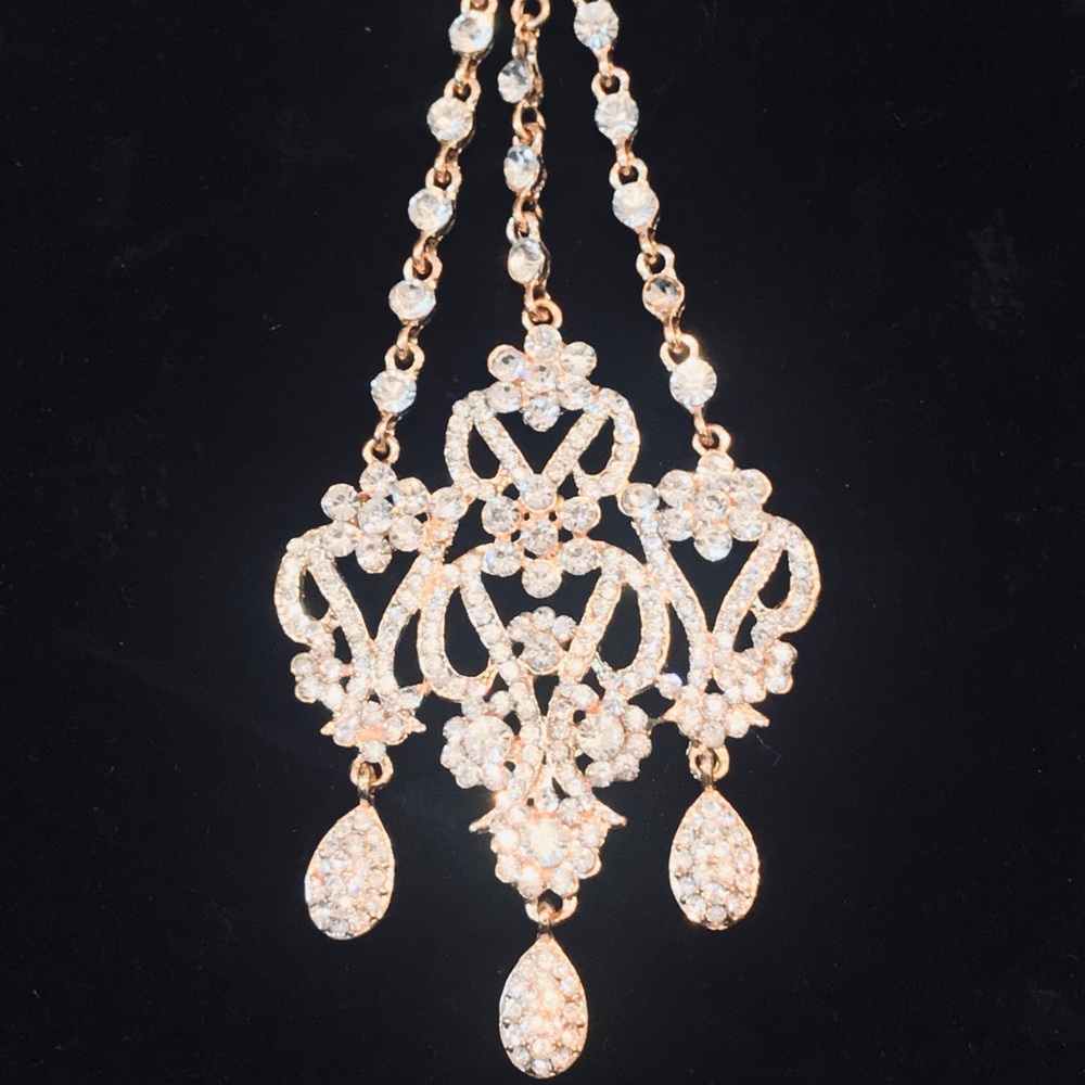 Crystal rhinestone stone golden bridal Jhoomer